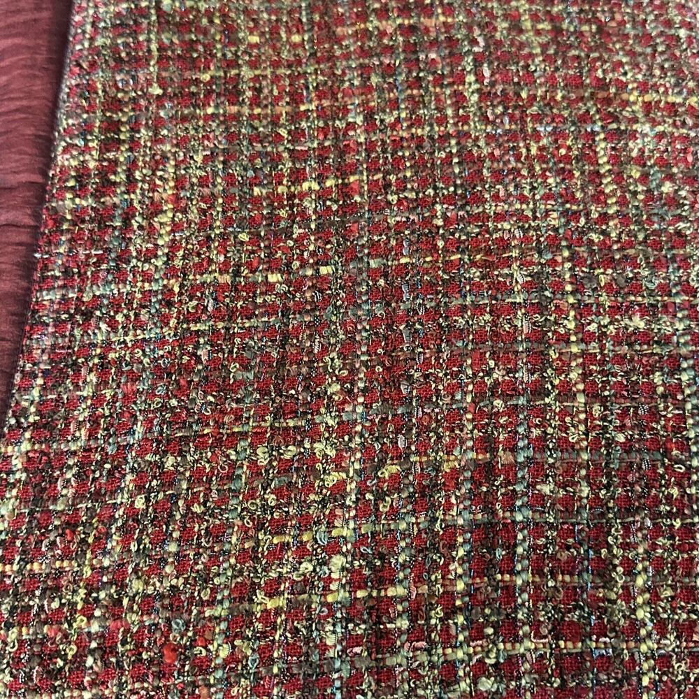 Noble Excellence Tapestry Throw Boucle Maroon Red 50”x60” Reversible Tweed‎ - Picture 4 of 6